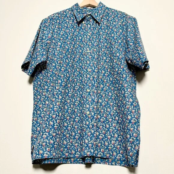 Vintage Reyn Spooner Hawaiian Aloha Floral Cotton Blend Shirt Sz XL