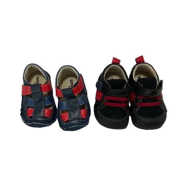 Smaller By See Kai Run Leather Baby Shoes 0-6 Months Navy Black Red Soft Sole
