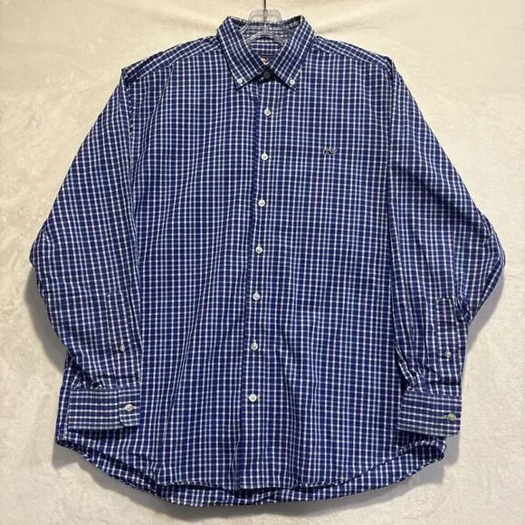 Vineyard Vines Men's Plaid Whale Shirt Button Down Pink Blue Size Large Preppy