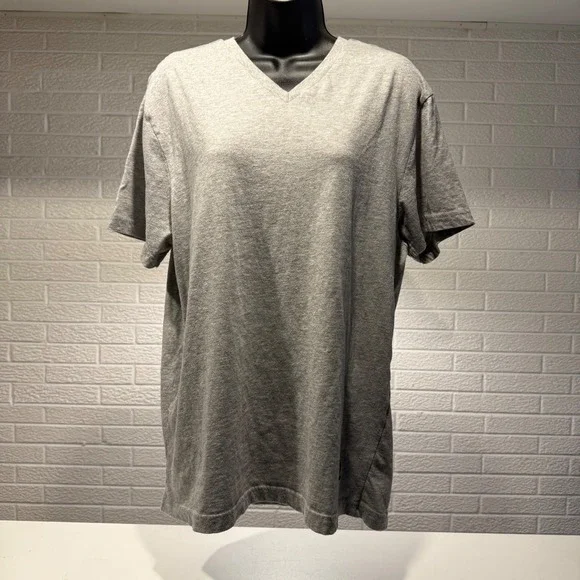 US‎ Polo Assn Mens V-Neck T-Shirt Gray Casual Short Sleeve Tee