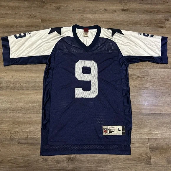 Reebok NFL Dallas Cowboys Tony Romo‎ 9 Throwback Jersey Mens Large Navy White