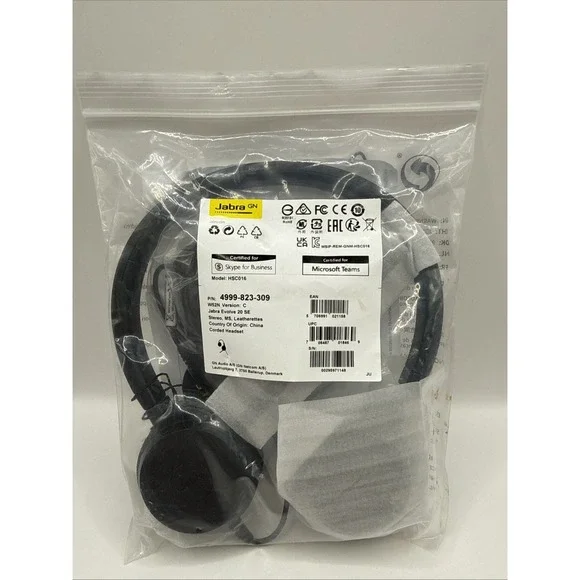 Jabra Evolve 20 SE: Dual Upgraded Earpiece Full Headset w/ Boom‎ Mic (HSC016)