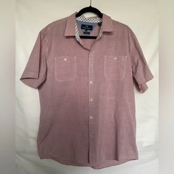 Michael Brandon Pink and White Casual Button Down Shirt