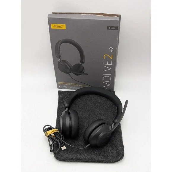 Jabra PC Headset Wired Evolve2 40 On Ear Noise‎ Cancelling USB-A Stereo HSC130