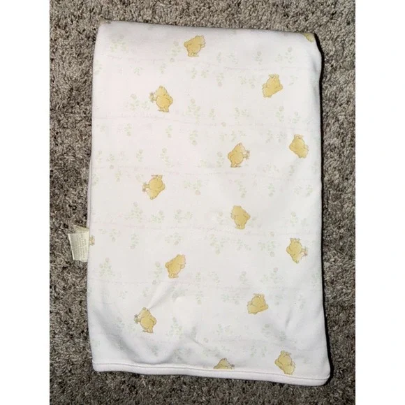Classic Pooh Pink Floral Baby Blanket Wanders In Poohs Garden Writing