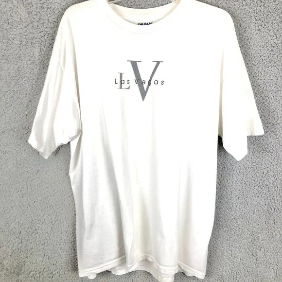 Vintage Las Vegas Shirt Mens Size XL‎ White CK LOGO Y2K 2000s Crew Neck Tee