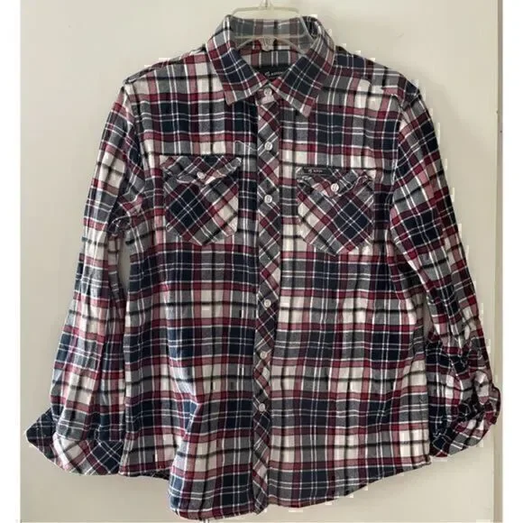 EUC Men’s Red, White & Blue Flannel shirt by Boton size Medium
