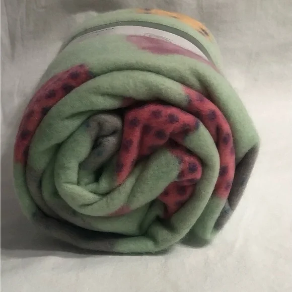 Throw Blanket Soft Fleece coffee cup graphic green. 50inX60in