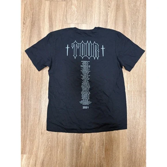 The Thread Shop 2021 Tour Graphic T-Shirt Mens Large Black Greek Letter Daggers