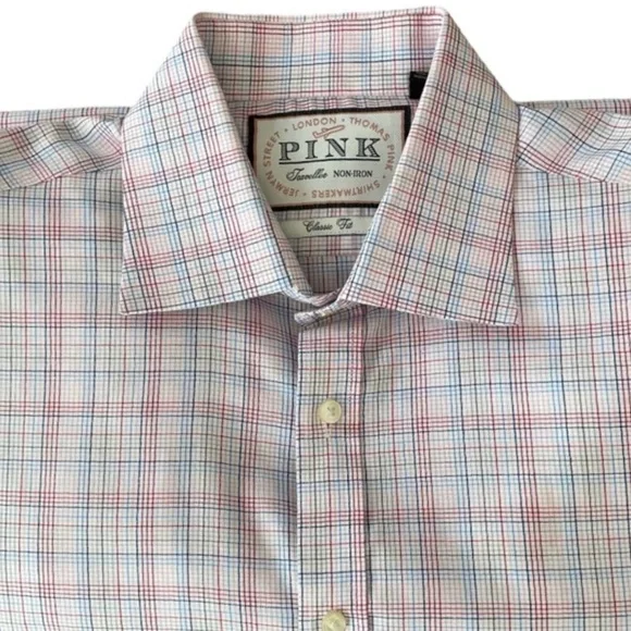 Thomas Pink Traveller Classic Fit Men's Button-Down Shirt. Size 16 1/2 - 35
