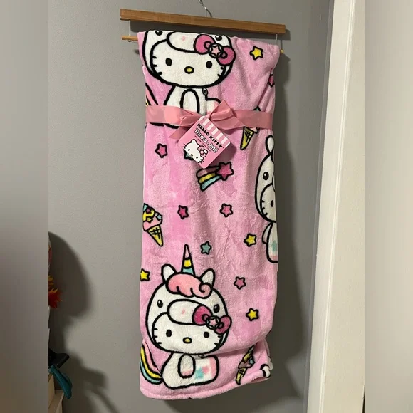 Hello kitty unicorn ice cream cone plush pink throw Blanket