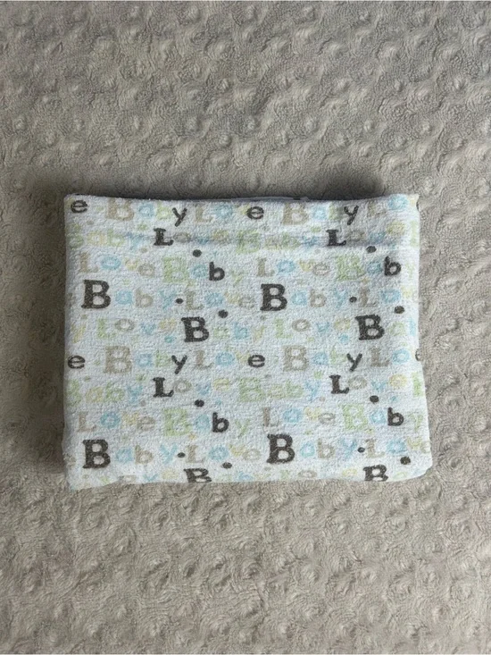 Just Born Baby Love Receiving Blanket Brown Polka Dots Flannel White Blue Green