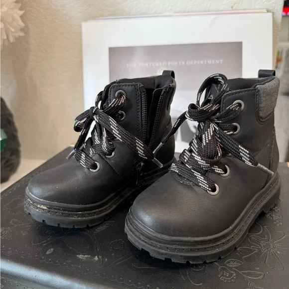 Cat & Jack Black Ankle Boots with Rugged Soles