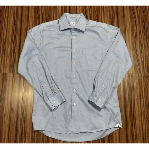 Peter Millar Dress  Shirt Mens Size 15.5 R Light Blue Long Sleeve
