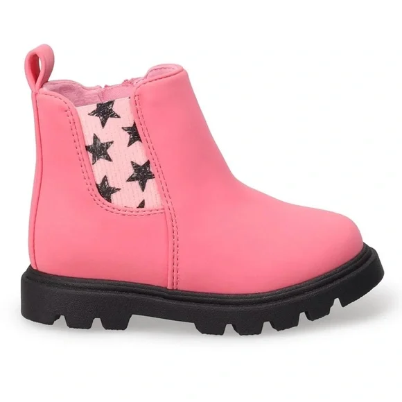 Jumping Beans Girl’s Pink Star-Panel Chelsea Boot Size 8