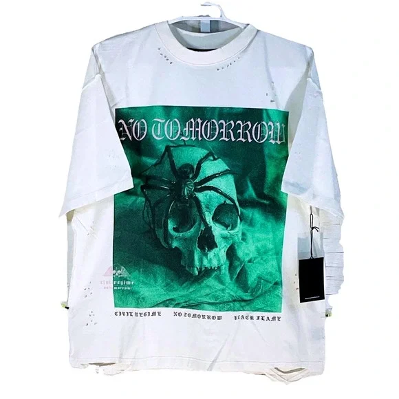 Civil Regime No Tomorrow Crawling Out Tee Mens‎ Large Ivory Bleached Oversized