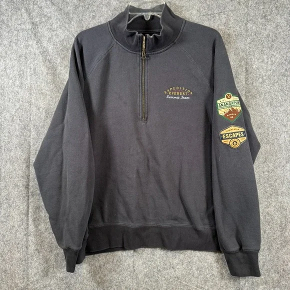 Disney Parks Expedition Everest Summit Team 1/4 Zip Sweatshirt Mens XL Patches