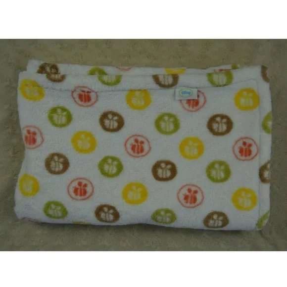 Disney Honeybee Baby Blanket White Green Yellow Orange Brown Bee Circles Lovey