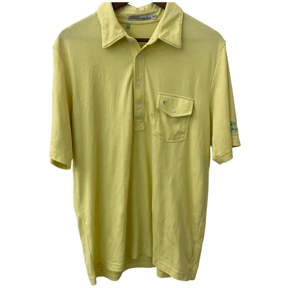Criquet Mens Players Polo L ‎ Butter Yellow Cimarron Hills Golf Short Sleeve