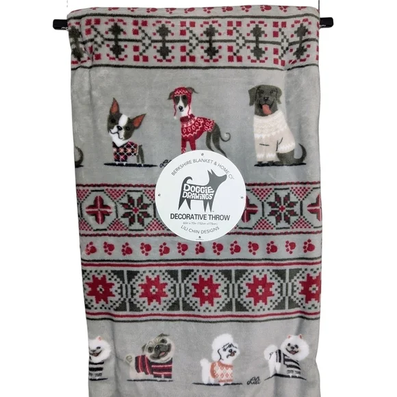 Winter Dog Print Various Breeds Sweaters Plush Throw Blanket 60