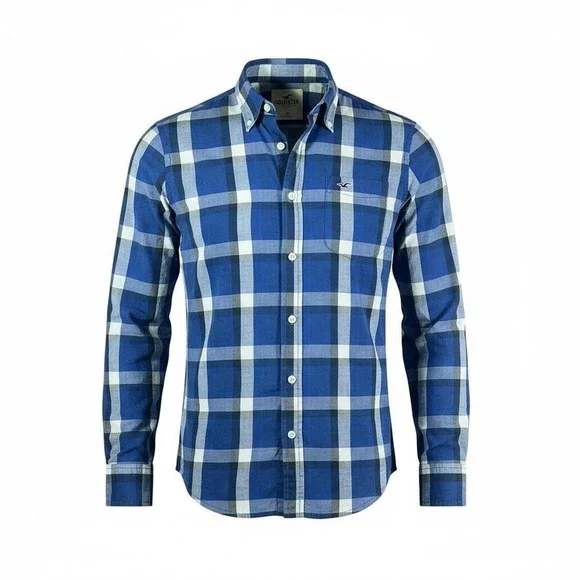 Hollister blue plaid button up shirt‎ Size M