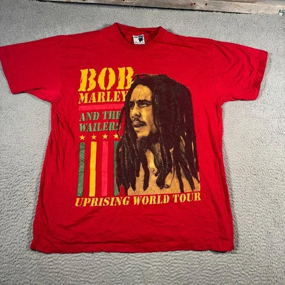 Vintage Phat Doc Shirt‎ Mens XL Red Bob Marley Uprising World Tour Pullover Tee
