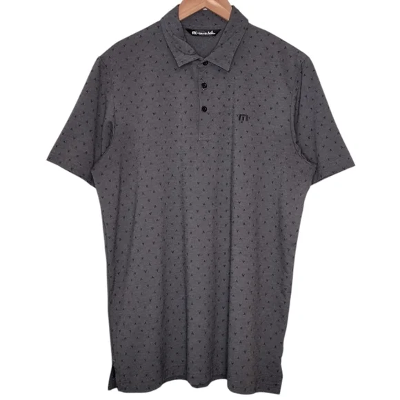 Travis Mathew Men's Gray Comfort Fit Athletic Golf Polo Short Sleeve Shirt Sz L