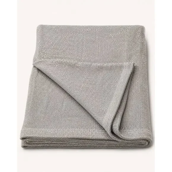 Calvin Klein Home Gray Metallic Knit Throw Quiet Luxury
