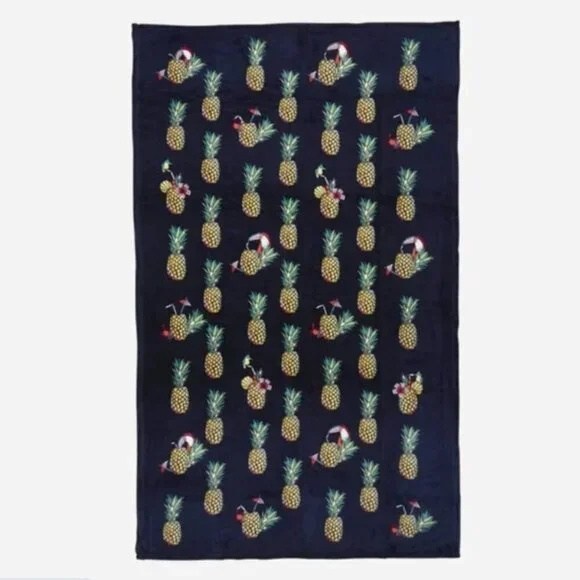 Vera Bradley Toucan Party Throw Blanket Pineapple Print Soft Cozy 80