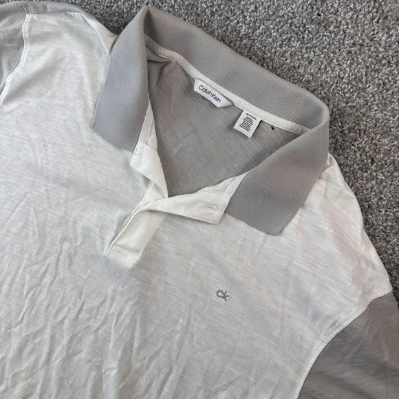 Calvin Klein Polo Shirt Mens XL Colorblock Short Logo Golf Summer Light FLAW