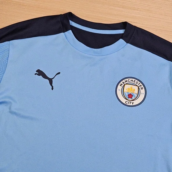 Puma Manchester City FC Training Jersey Mens S Blue Soccer Top 757878-01