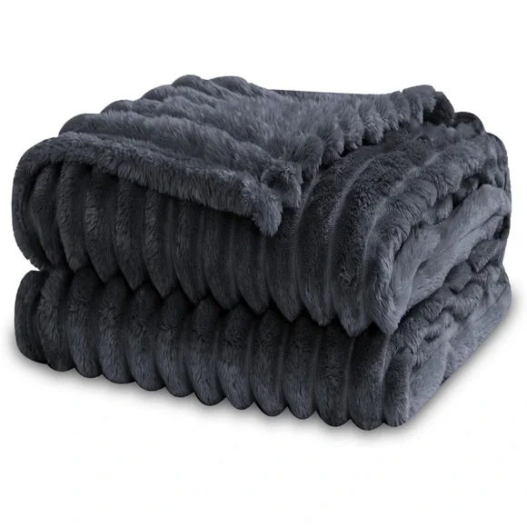 Super Soft Throw Blanket for Couch 3D Striped Jacquard Design Lightweight 50x60”