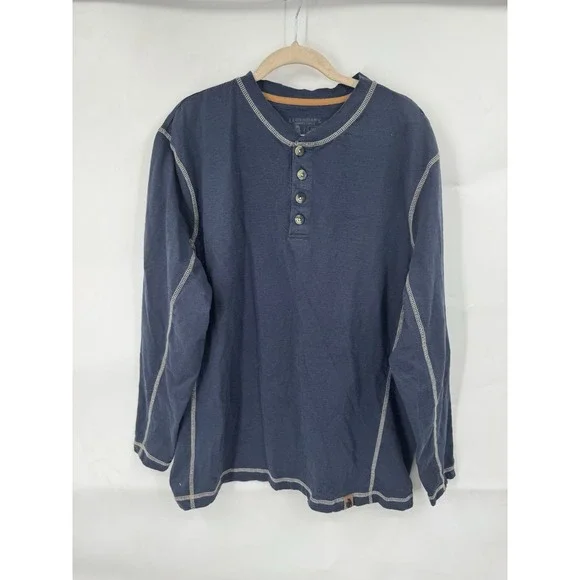 Legendary Whitetails Maverick Slub Cotton Long Sleeve Henley‎ Top Men L Blue