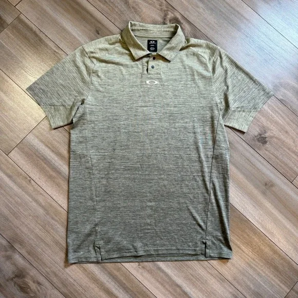 Oakley Hydroix Mens Golf Polo Shirt Regular Fit Khaki Heathered Large‎ Bin B-100