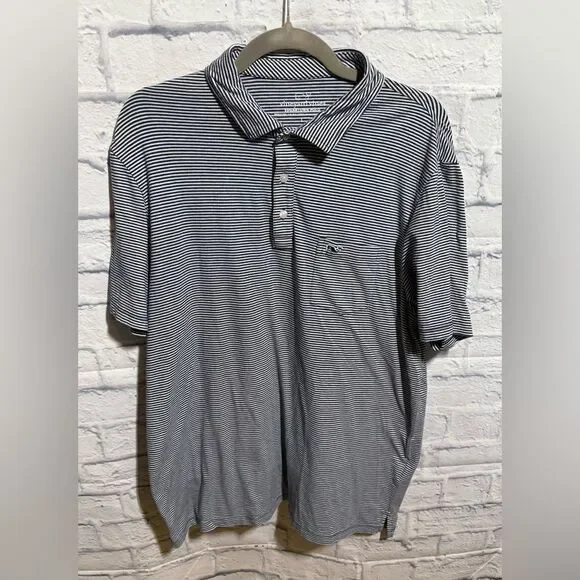Vineyard Vines Blue and White Edgartown Polo Shirt Classic Knit, Size Large #310