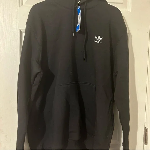 New adidas Originals Men's Trefoil Essentials Hoodie, Black, XX-Large