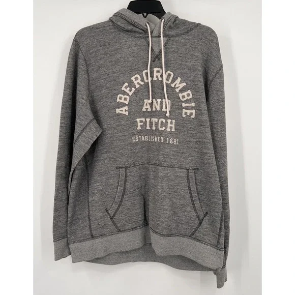 Abercrombie & Fitch Men's Muscle Sweatshirt Hoodie Pullover Gray Stitch Sz‎ XS