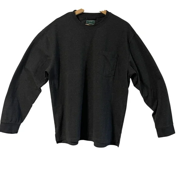 Woolrich Green Label Mens Long Sleeve Pocket‎ T-Shirt Charcoal Gray Large L