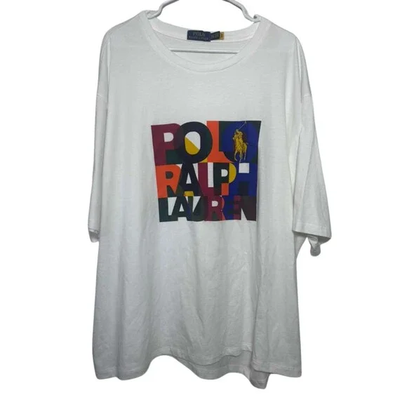 Polo Ralph Lauren Graphic Crewneck Shirt Men's 3XLT White Short Sleeve