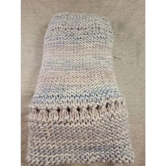Afghan‎ Handmade Crochet Throw Blanket multi colors Blue Purple 34 x32in