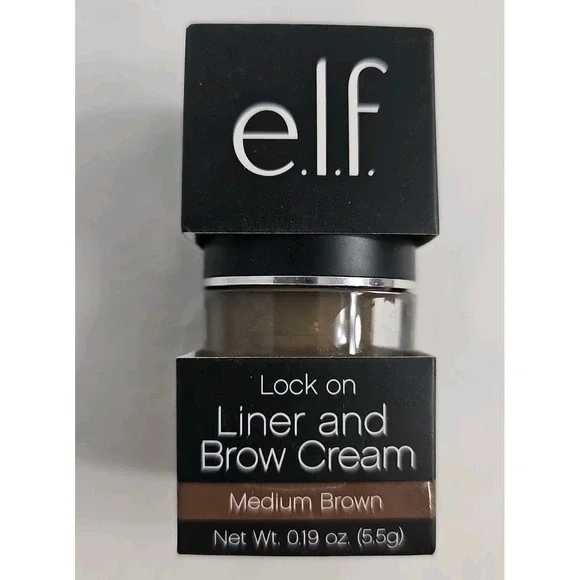 e.l.f. Lock On Liner & Brow Cream Medium Brown Glides Smoothly NIB