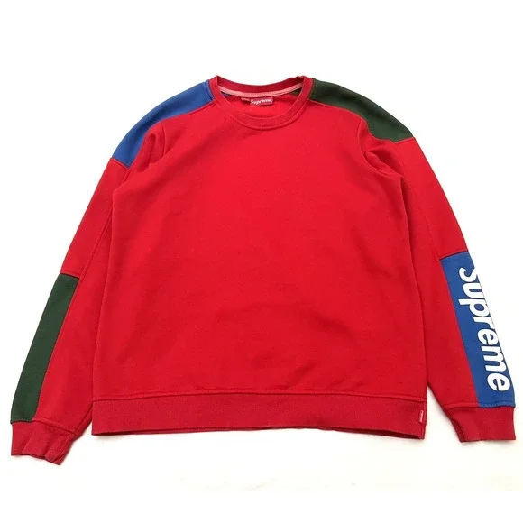 Supreme Formula Crewneck Sweater Men's XXL Red Fleece Colorblock  SS19