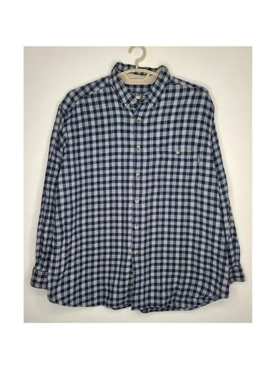 Woolrich blue grey plaid cotton long sleeve button down shirt - 2XL / XXL