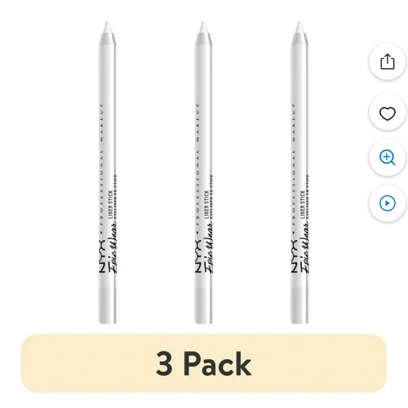 (3 pack) NYX Professional Makeup‎ Epic Wear Liner Sticks, Pure White NEW