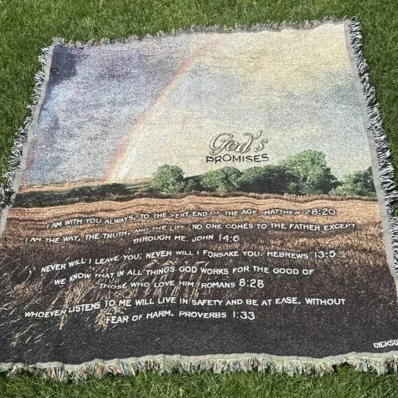 Vintage Christian Bible Verse Prayer Blanket God’s Promises Woven Throw USA‎