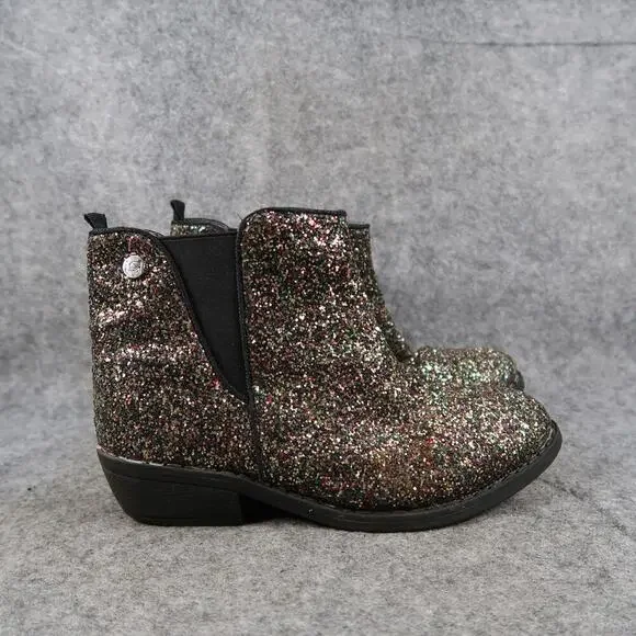 Bebe Girl Shoes Kids 3 Boots Pull On Chelsea Glitter Bootie Block Heel Youth