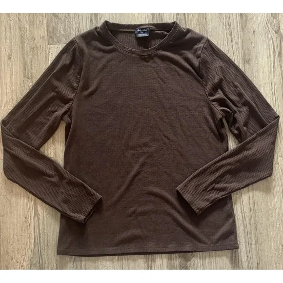 Splendid Brown Long Sleeve Ribbed Shirt Size L