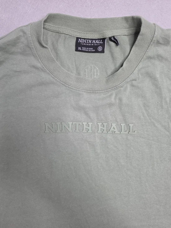 Men's Sage Green Logo Crewneck T-Shirt Ninth Hall Fundamentals Oversized XL