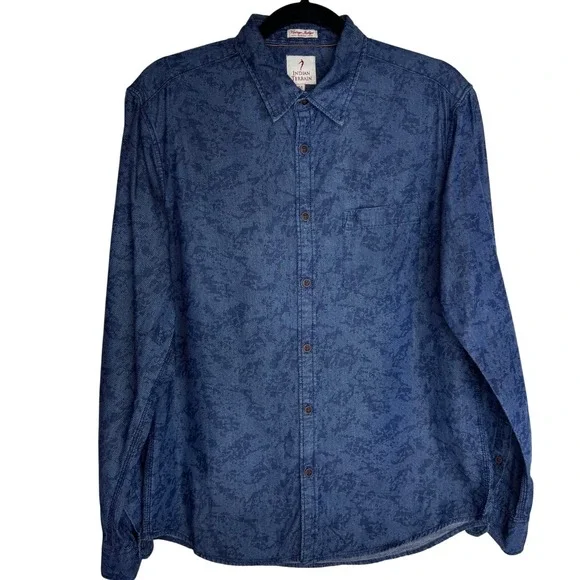 Indian Terrain Mens Sz Medium Slim Fit Vintage‎ Button Down Indigo Blue Shirt