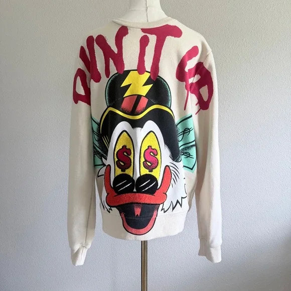 Genuine Authentic Garments Run It Up Duck Graphic Sweatshirt Cream Unisex S